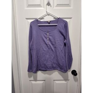 J‎ Jill Lavender sweater henley button scoop neck Long Sleeve Size Large